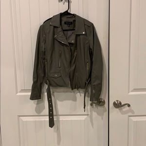 Army green faux leather jacket. Never worn.
